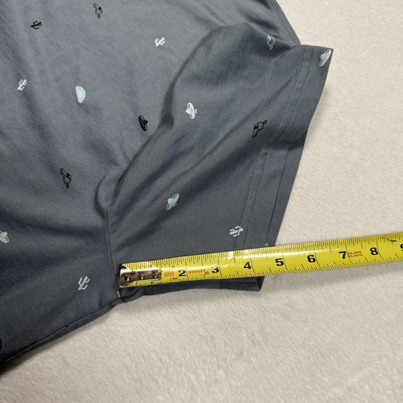 TravisMathew Polo Shirt Mens 2XL Gray All Over Print Golf Cactus Sombrero‎ Taco - Picture 10 of 10
